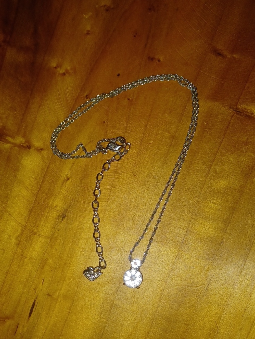 Swarovski Attract Trilogy Clear Crystal Pendant Necklace • Rhodium Plated Signed